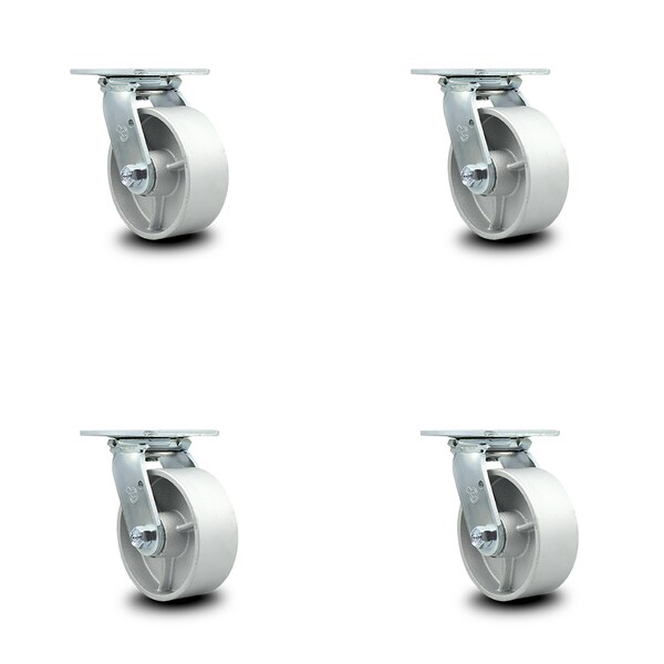 Service Caster 5 Inch Semi Steel Swivel Caster Set with Roller Bearing and Swivel Lock SCC SCC-30CS520-SSR-BSL-4 - main